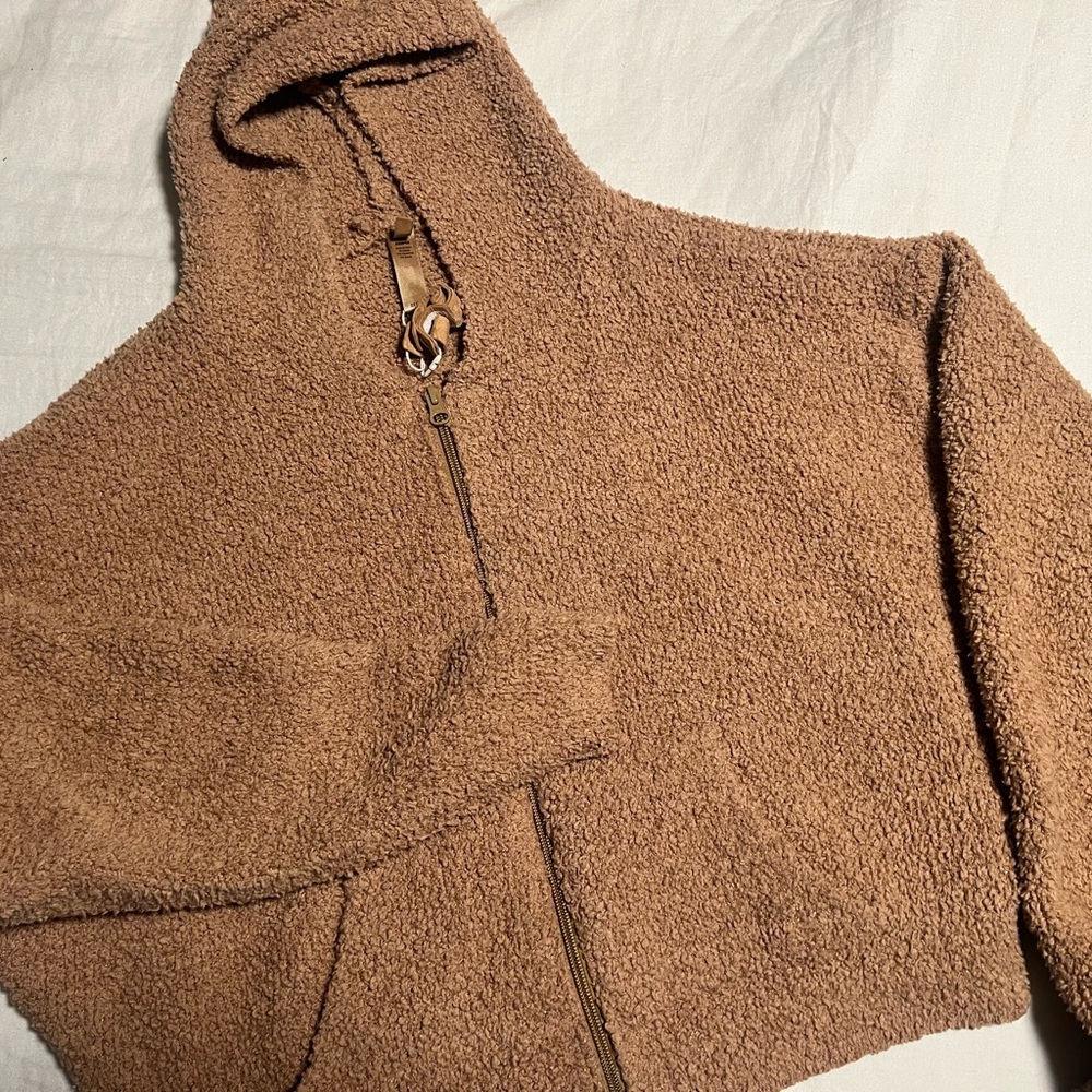 SKIMS Tan Sherpa Zip-Up Jacket